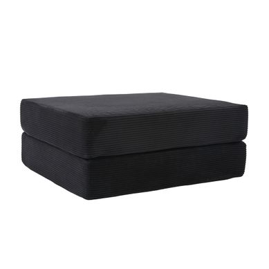 Repose-pied Compressé - Convertible En Couchage D'appoint - Velours Côtelé - Noir