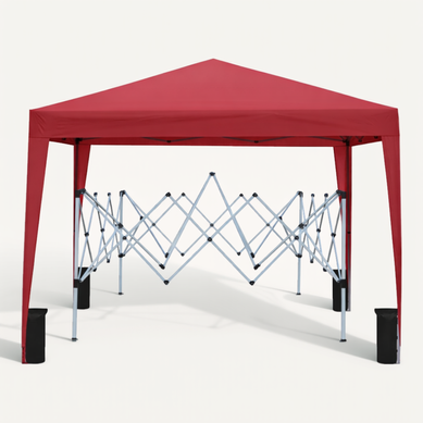 Kiosque De Jardin Pliable Avec 4 Parois Métal Bordeaux