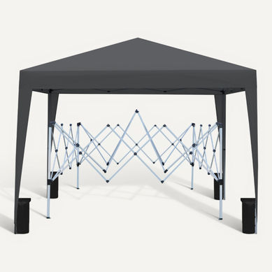 Kiosque De Jardin Pliable Avec 4 Parois Latérales Métal Noir