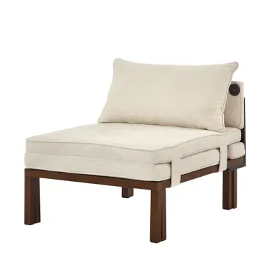 Lit Pliable 1 Place Convertible En Fauteuil, Gain De Place, Port USB Et Type-c, Velours Beige