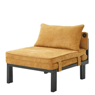 Lit Pliable Convertible Fauteuil-lit Avec Port USB Et Type-c, Velours, Jaune