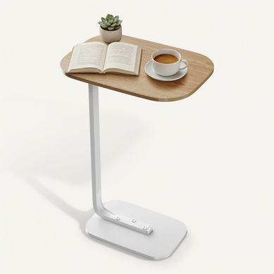 Table Canapé Ovale Bois Et Métal - 45×30×63 Cm - Bois Naturel/blanc Table Canapé Ovale Bois Et Métal - 45×30×63 Cm - Bois Naturel/blanc
