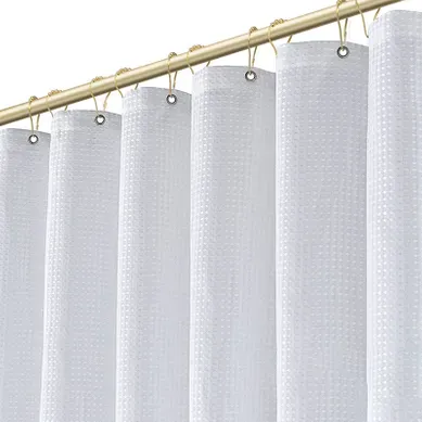 Rideau De Douche En Polyester Résistant à L’eau Avec 12 Crochets 180x180 Cm Blanc Rideau De Douche En Polyester Résistant à L’eau Avec 12 Crochets 180x180 Cm Blanc