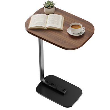 Table D’appoint C-forme Avec Plateau Bois, Canapé Salon Ou Chambre, Noyer 63 Cm Table D’appoint C-forme Avec Plateau Bois, Canapé Salon Ou Chambre, Noyer 63 Cm