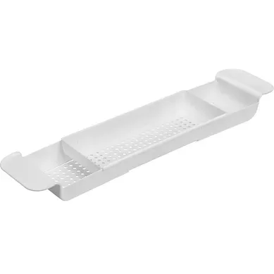 Plateau De Baignoire Extensible - Pieds Antidérapants Et Trous De Drainage, Plastique Blanc