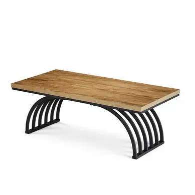 Table Basse Avec Espace Ouvert Et Structure Stable - Design Minimaliste - Noir Et Marron 120 Cm Table Basse Avec Espace Ouvert Et Structure Stable - Design Minimaliste - Noir Et Marron 120 Cm