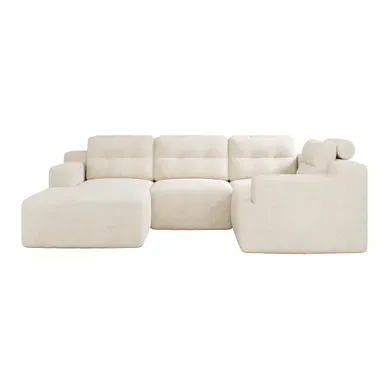 Canapé Compressé Modulable En U - 5 Places - Avec Pouf - Chenille - Beige Canapé Compressé Modulable En U - 5 Places - Avec Pouf - Chenille - Beige