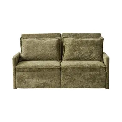 Canapé Convertible 3-en-1 Avec Dossier Réglable, USB, Rangements, Chenille Verte Canapé Convertible 3-en-1 Avec Dossier Réglable, USB, Rangements, Chenille Verte