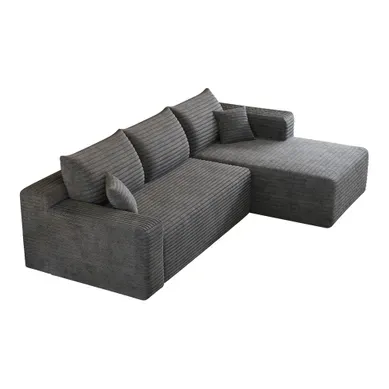 Canapé Compressé D'angle - Assise Profonde, Sans Montage - Tissu - Gris Foncé Canapé Compressé D'angle - Assise Profonde, Sans Montage - Tissu - Gris Foncé