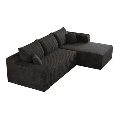 Canapé Compressé D'angle Modulaire - Sans Montage - Tissu - Noir Canapé Compressé D'angle Modulaire - Sans Montage - Tissu - Noir