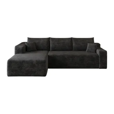 Canapé Compressé D'angle - Sans Montage - Assise Profonde - Tissu - Noir Canapé Compressé D'angle - Sans Montage - Assise Profonde - Tissu - Noir