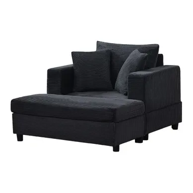 Méridienne Convertible - Sans Montage, Ressorts Ensachés - Velours Côtelé - Gris Foncé