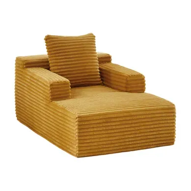 Méridienne - Sans Montage, Assise Mousse Et Ressorts Ensachés - Velours Côtelé - Jaune