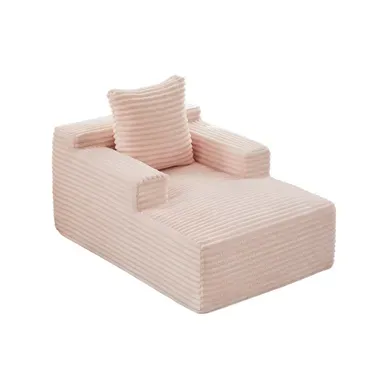 Canapé Compressé Méridienne - Convertible - Sans Montage - Velours Côtelé - Rose