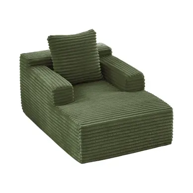 Canapé Compressé Méridienne - Sans Montage - Pour Salon Ou Bureau - Velours Côtelé - Vert