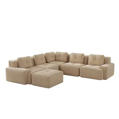 Canapé Compressé Modulaire D'angle - Sans Montage - Velours Côtelé - Beige Canapé Compressé Modulaire D'angle - Sans Montage - Velours Côtelé - Beige
