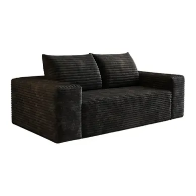Canapé Compressé - Sans Montage - Velours Côtelé - Noir - 180 Cm