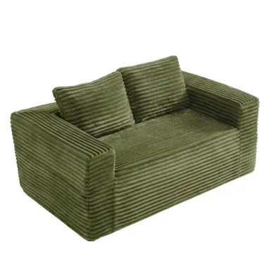 Canapé Compressé - 2 Places - Sans Montage - Assise Profonde - Velours Côtelé - Vert Canapé Compressé - 2 Places - Sans Montage - Assise Profonde - Velours Côtelé - Vert