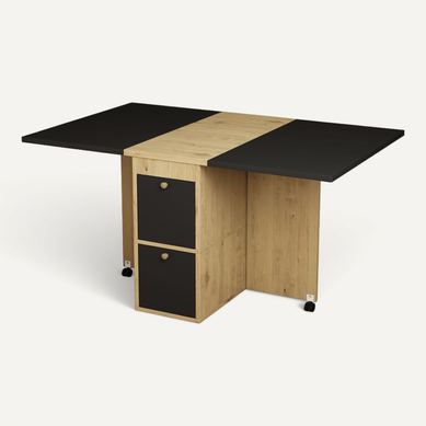 Ensemble Table Et 4 Chaises 120x80x75/30x40x43cm, 2 Tiroirs, Pb, Couleur, Bois+noir Ensemble Table Et 4 Chaises 120x80x75/30x40x43cm, 2 Tiroirs, Pb, Couleur, Bois+noir
