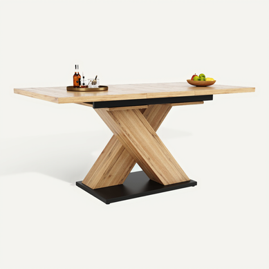 Table Extensible 119/158.5x80x75 Cm, Rallonge Télescopique, Mdf, Métal, Couleur Bois+noir Table Extensible 119/158.5x80x75 Cm, Rallonge Télescopique, Mdf, Métal, Couleur Bois+noir