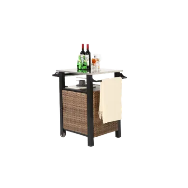 Chariot De Bar 76x57x85 Cm, Plateau Inox Extensible, 1 Porte, Acier, Couleur Brun+noir Chariot De Bar 76x57x85 Cm, Plateau Inox Extensible, 1 Porte, Acier, Couleur Brun+noir