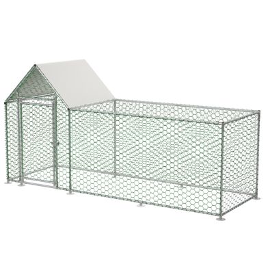 Enclos Pour Poules 3x1x1,5 M, Toile Pe Imperméable Et Toit Incliné, Métal Galvanisé Argent Enclos Pour Poules 3x1x1,5 M, Toile Pe Imperméable Et Toit Incliné, Métal Galvanisé Argent