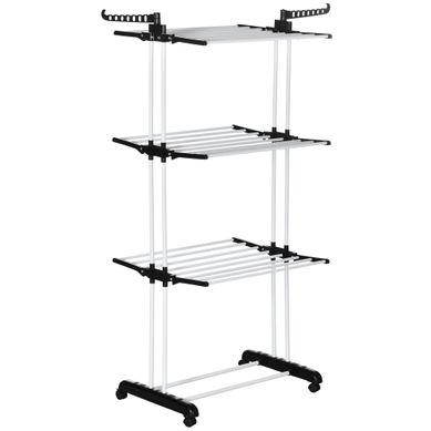 étendoir à Linge 73x64x177 Cm, 4 Niveaux Pliables Avec Roulettes, Acier Et Plastique, Noir étendoir à Linge 73x64x177 Cm, 4 Niveaux Pliables Avec Roulettes, Acier Et Plastique, Noir