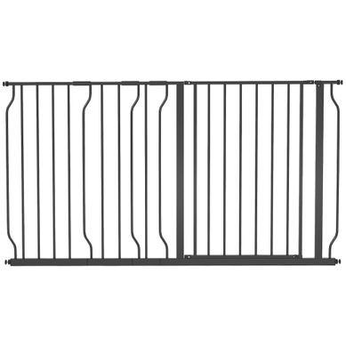 Barrière De Sécurité Chien 75 À 145 Cm, Ouverture Double Sens, Double Verrouillage, Acier, Noir Barrière De Sécurité Chien 75 À 145 Cm, Ouverture Double Sens, Double Verrouillage, Acier, Noir