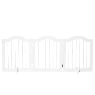 Barrière Pour Chien 154,5x61 Cm, 3 Panneaux Pliables Avec Pieds Stables, Bois Et Mdf, Couleur Blanc Barrière Pour Chien 154,5x61 Cm, 3 Panneaux Pliables Avec Pieds Stables, Bois Et Mdf, Couleur Blanc