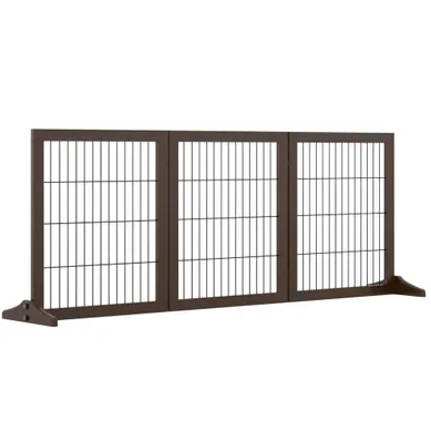Barrière Pour Chien 185x36x71 Cm, Pliante Autoportante 3 Panneaux, Bois De Pin, Marron Barrière Pour Chien 185x36x71 Cm, Pliante Autoportante 3 Panneaux, Bois De Pin, Marron