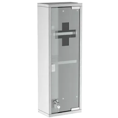 Armoire à Pharmacie 20x12x58 Cm, Verrouillable, 3 Niveaux De Rangement, Acier Inoxydable, Argent
