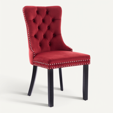 Lot De 2 Chaise De Salle à Manger 62x50x95cm, Dossier Haut Matelassé, Velours, Pieds En Bois, Rouge Lot De 2 Chaise De Salle à Manger 62x50x95cm, Dossier Haut Matelassé, Velours, Pieds En Bois, Rouge