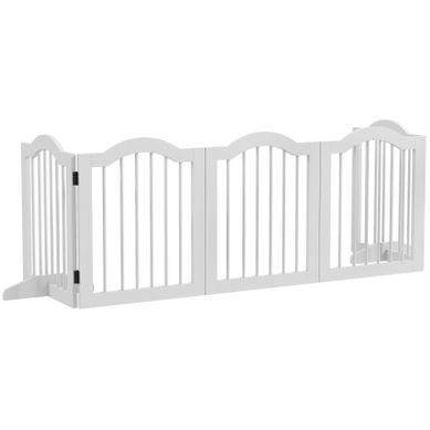 Barrière Pour Chien 254,5x61 Cm, Pliable 5 Panneaux, Bois Et Mdf, Blanc Barrière Pour Chien 254,5x61 Cm, Pliable 5 Panneaux, Bois Et Mdf, Blanc