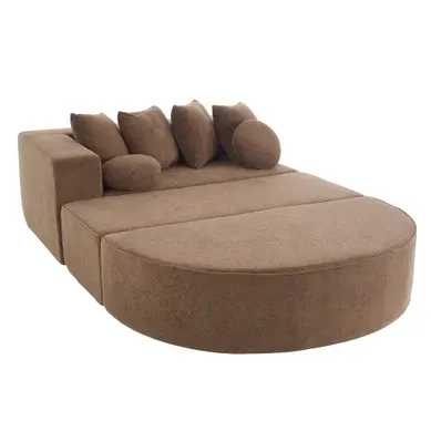 Canapé Modulable Compressé 5 Places, Sans Montage, Convertible Couchage, Tissu Cachemire, Marron Canapé Modulable Compressé 5 Places, Sans Montage, Convertible Couchage, Tissu Cachemire, Marron