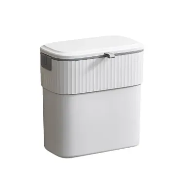 Poubelle Murale De 9 Litres, Polypropylène, Résistant À L’humidité Et Facile À Nettoyer, Blanc Poubelle Murale De 9 Litres, Polypropylène, Résistant À L’humidité Et Facile À Nettoyer, Blanc