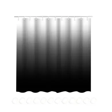 Rideau De Douche Motif Dégradé Noir 180x200cm, Polyester, 12 Crochets, Design Moderne