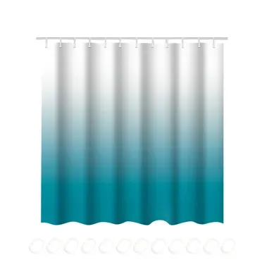Rideau De Douche Motif Dégradé Bleu 180x200cm, Polyester, 12 Crochets, Design Moderne