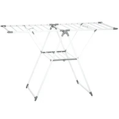 étendoir à Linge Pliable 156,5 X 61,5 X 97 Cm, 2 Niveaux Réglables, Métal, Couleur Blanc étendoir à Linge Pliable 156,5 X 61,5 X 97 Cm, 2 Niveaux Réglables, Métal, Couleur Blanc
