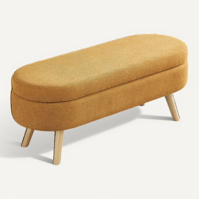 Banc Bout De Lit 110x40x42cm, Cadre En Mdf, Forme Ovale, Design Simple, Tissue, Jaune Banc Bout De Lit 110x40x42cm, Cadre En Mdf, Forme Ovale, Design Simple, Tissue, Jaune