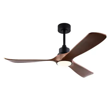 Ventilateur Plafond 132 Cm, Lumière Télécommande, Moteur Dc Réversible, Abs, Noir Et Brun