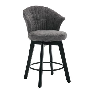 Lot De 2 Tabourets De Bar Pivotant 51x52,5x92,5 Cm, Dossier, Métal Et Bois, Chenille Gris Lot De 2 Tabourets De Bar Pivotant 51x52,5x92,5 Cm, Dossier, Métal Et Bois, Chenille Gris