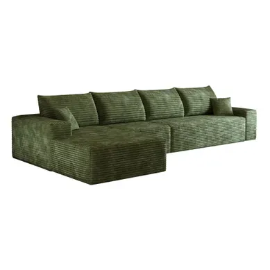 Canapé Compressé Modulable 5 Places, Chaise Longue Réversible, Velours Côtelé, Mousse, Vert Canapé Compressé Modulable 5 Places, Chaise Longue Réversible, Velours Côtelé, Mousse, Vert