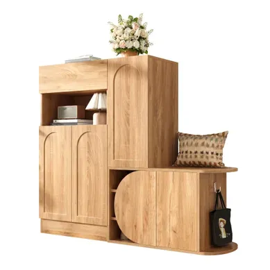 Meuble Chaussures Avec Banquette, 130x35x110,5 Cm, Grande Capacité, Mdf, Couleur Bois