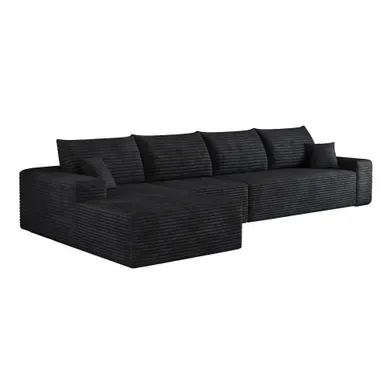 Canapé Compressé Modulable 5 Places, Chaise Longue Réversible, Velours Côtelé, Mousse, Noir Canapé Compressé Modulable 5 Places, Chaise Longue Réversible, Velours Côtelé, Mousse, Noir