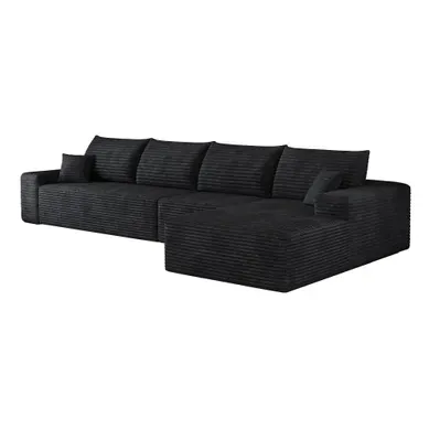 Canapé Compressé Modulable 5 Places, Module Chaise Longue Reversible, Mousse, Velours Côtelé Noir Canapé Compressé Modulable 5 Places, Module Chaise Longue Reversible, Mousse, Velours Côtelé Noir