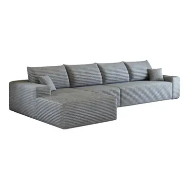 Canapé Compressé Modulable 5 Places, Chaise Longue Réversible, Velours Côtelé, Mousse, Gris Canapé Compressé Modulable 5 Places, Chaise Longue Réversible, Velours Côtelé, Mousse, Gris