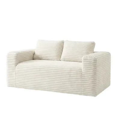 Canapé Compressé 2 Places, Sans Montage, Mousse Haute Densité, Tissu Côtelé, Style Moderne, Beige Canapé Compressé 2 Places, Sans Montage, Mousse Haute Densité, Tissu Côtelé, Style Moderne, Beige