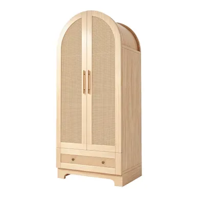 Armoire 70x55x170 Cm, 2 Portes, 1 Tiroir De Rangement, Design Nature, Bois Et Mdf, Couleur Bois Armoire 70x55x170 Cm, 2 Portes, 1 Tiroir De Rangement, Design Nature, Bois Et Mdf, Couleur Bois