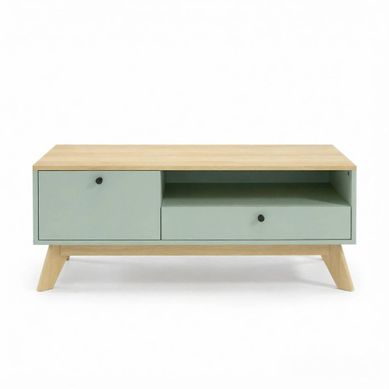 Table Basse Rectangulaire 100x50x40 Cm Avec Rangement Mdf Vert Clair