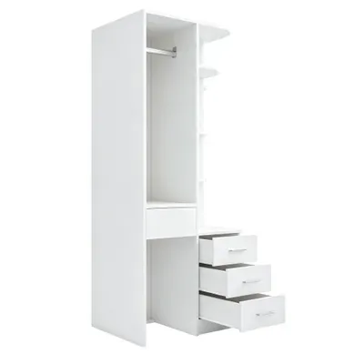 Armoire 70 X 55 X 175 Cm Avec Penderie, étagères Et Tiroirs, Mdf Coloris Blanc